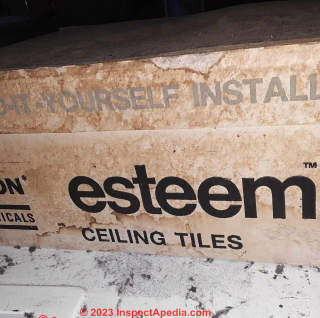 Exxon Chemicals Esteem Ceiling Tiles. Z384 Caballero 34562 E.D. (C) InspectApedia.com RindalNicole