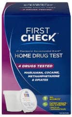 First Check home test kit for drug use - sold by Walmart Stores - cited at InspectApedia.com