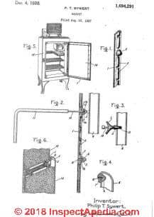 GE Montior top type refrigerator patent illustration (C) InspectApedia.com