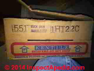 Kentile Buckskin Pattern Floor Tile packaging photo (C) InspectApedia.com