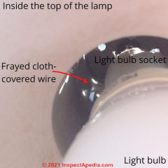 Does the wiring in this lamp contain hazardous asbestos (C) InspectApedia.com Karen
