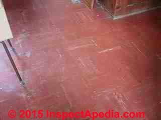 Red asphalt asbestos floor tiles, Armstrong (C) Daniel Friedfman Mabbettsville NY