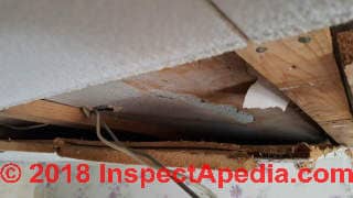 Old cellulose ceiling tile (C) Inspectapedia.com Julie