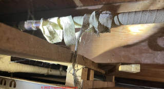 painted jute pipe insulation (C) InspectApedia.com Craig