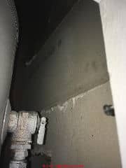 Plasterboard or gypsum board may contain asbestos (C) InspectApedia.com  Savannah
