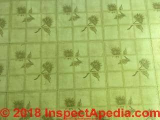 12 inch floor tile may contain asbestos (C) Inspectapedia.com MI Dude