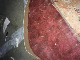 Layers of old flooring, may contain asbestos, possibly Armstrong Marabelle 236 (C) InspectApedia.com Sheboygan