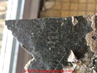 Black fabric backed floor tile not asbestos (C) InspectApedia.com Chris