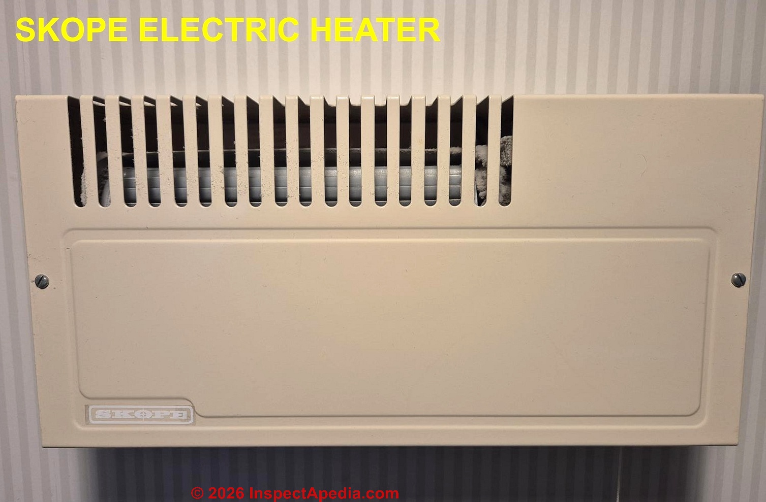 1980s Skope electric heater in New Zealand (C) InspectApedia.com John