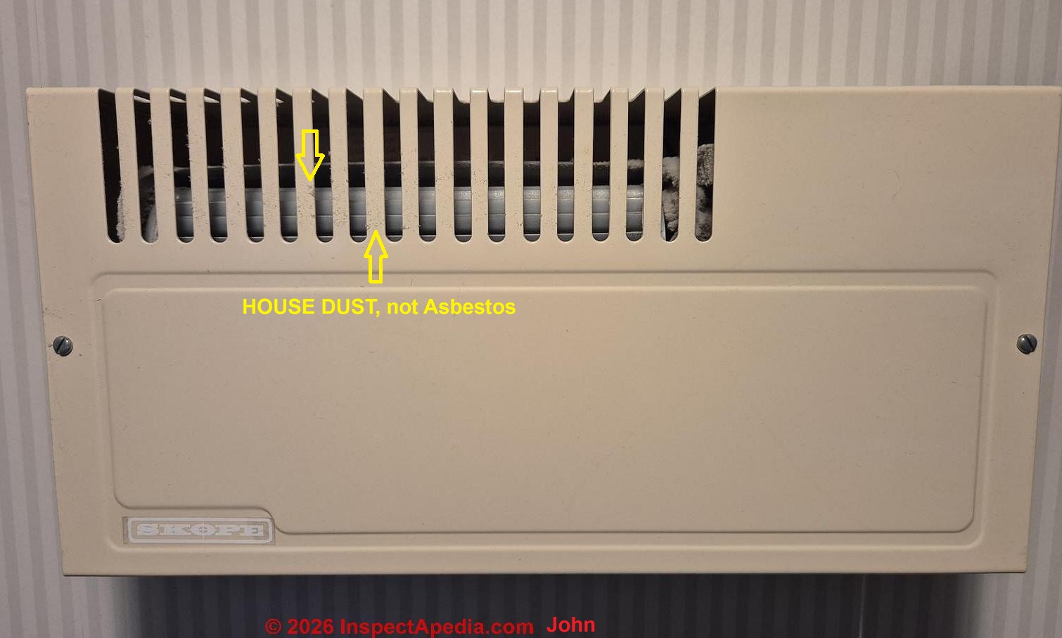 Is there asbestos used in a 1980s Skope fan heater / wall heater in New Zealand (C) InspectApedia.com John