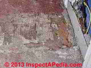 Asbestos-suspect floor tile mastic cleanup job (C) InspectAPedia RF