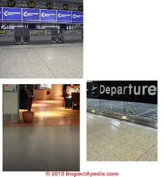 Asbestos suspect flooring UK Manchester Airport Terminal (C) InspectApedia.com Emmanuel
