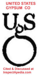 United States  Gypsum Company trademark / logo helps identify this product - cited & discussed at InspectApedia.com