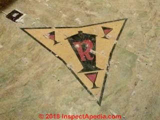 Custom die cut asphalt or vinyl floor tile inlay pattern (C) InspectApedia.com