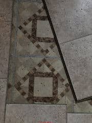 Unknown floor tile might contain asbestos - verify flooring age (C) InspectApedia.com anonymous