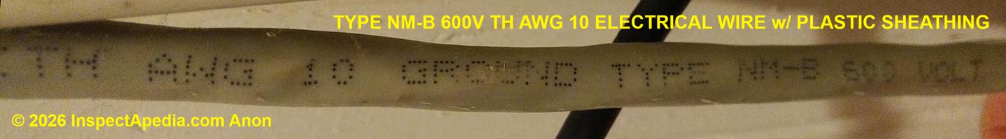 Type NMB Electrical wire asbestos question (C) InspectApedia.com Anon