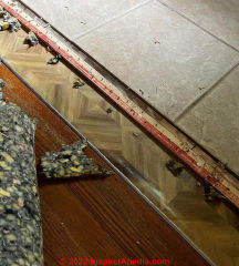 Wood parquet flooring (C) InspectApedia.com Gregory