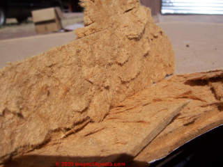 Cellulose or wood fibre ceiling tile (C) InspectApedia.con Oggy