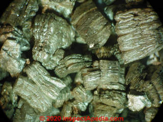 Munn and Steel Zonolite Vermiculte Insulation sample tested for asbestos (C) Daniel Friedman at InspectApedia.com 