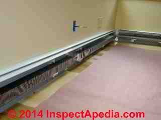 Heating baseboard installation © D Friedman at InspectApedia.com 