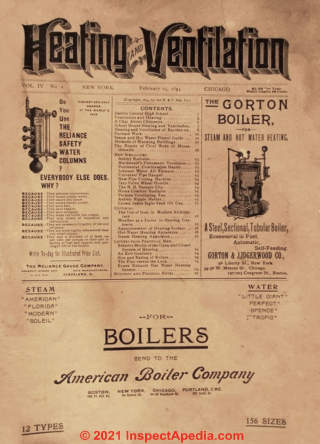 American Boiler Co. advertisement 1894, from Heating & VEntilation Magazine - at InspectApedia.com