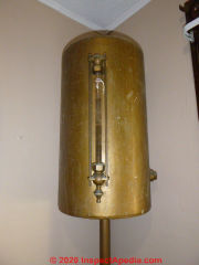 Antique brass (probably) expansion tank on an 1890 home in Pennsylvania (C) InspectApedia.com Lawrence Transue