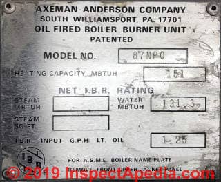 Axeman Anderson boiler data tag (C) InspectApedia.com