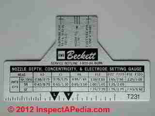 Beckett oil burner electrode gauge (C) Daniel Friedman, Beckett Corp