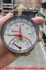 Boiler gauge with typical pressure and temperature