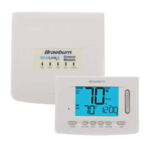 Braeburn wireless room thermostat for controllng heating and cooling zones - cited & discussed at InspectApedia.com