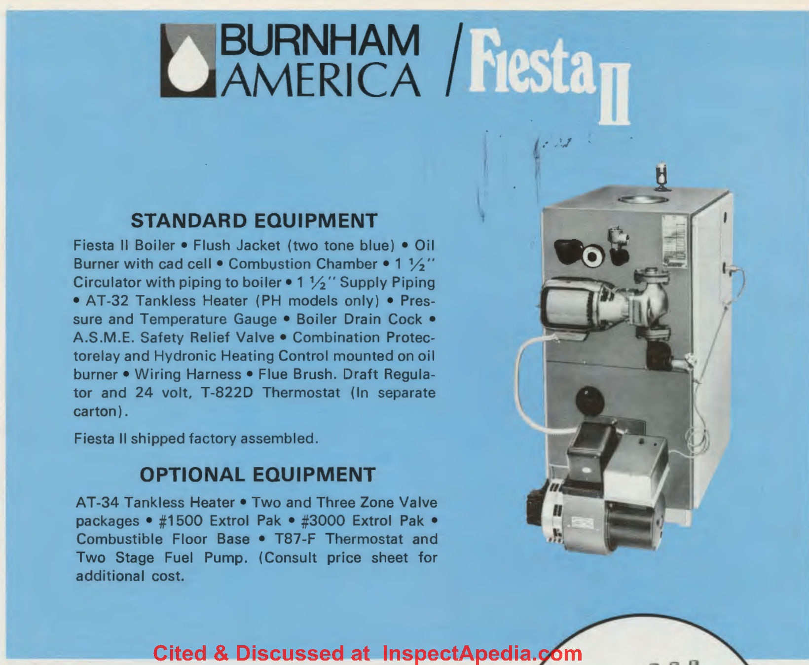 Burnham Fiesta II boiler information at InspectApedia.com