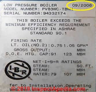 Burnham boiler data tag (C) InspectApedia.com