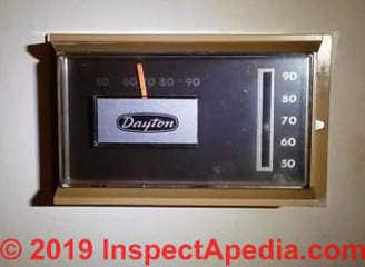 Dayton room thermostat including a heat anticipator (C) InspectApedia.com Thomas