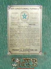 Fraser Johnston gas furnace data tag details (C) InspectApedia.com MullerD