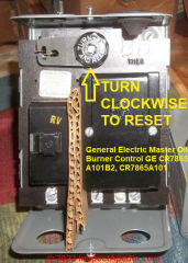 GE Primary control stack relay reset dial (C) InspectApedia.com
