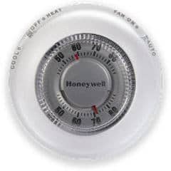 Honeywell CT87 round analog wall thermostat at InspectAapedia.com
