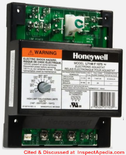 Honeywell Resideo L7148 Boiler Aquastat Control Manuals at InspectApedia.com