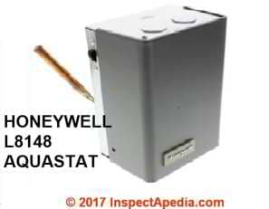 Honeywell L8148 Aquastat description (C) InspectApedia.com