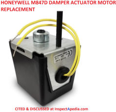Replacement zone damper actuator motor for Honeywell M847D1004 and M847D1012 ARD-dampers (C) InspectApedia.com