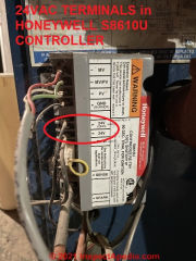 Honeywell S861U controller wire connections (C) InspectApedia.com Zach