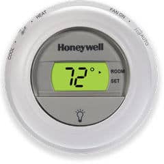 Honeywell T8775 N Non Programmable round, digital room thermostat at InspectApedia.com