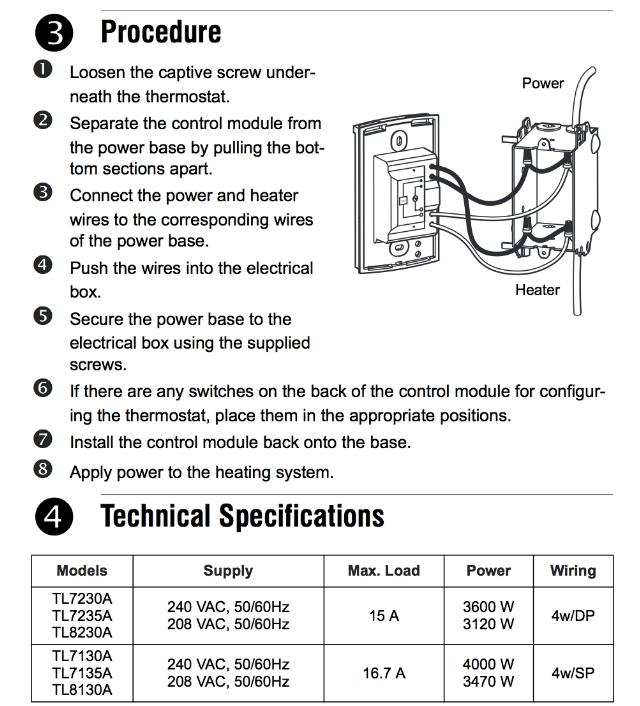 Honeywell Baseboard Thermostat Wiring Diagram from inspectapedia.com