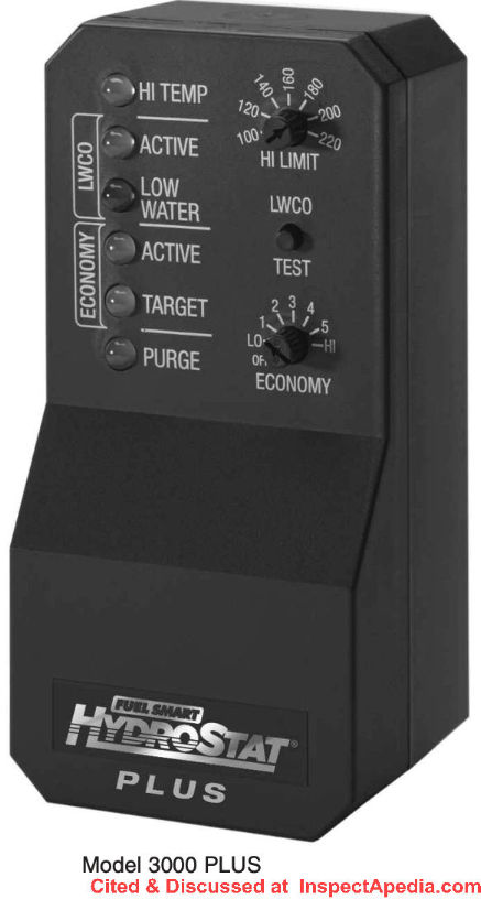Hydrolevel Hydrostat 3000 Control instructions, manual cited & discussed at InspectApedia