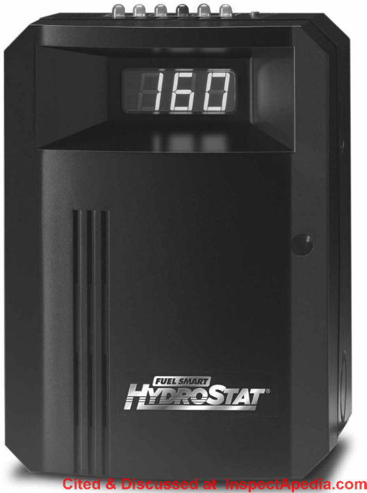 Hydrolevel Hydrostat LWCO and Tempeature Limit Control Manual, cited & discussed at InspectApedia.com