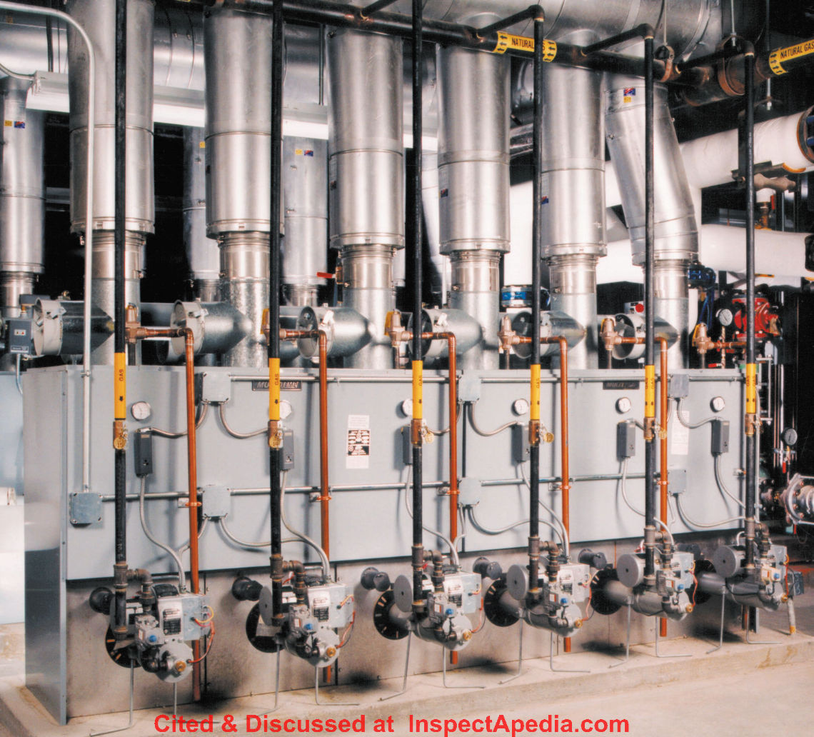 Hydrotherm Multitemp boilers in series cited & discussed with manual download at InspectAPedia.com