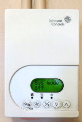 Johnson Controls WalL Thermostat (C) Daniel Friedman at InspectApedia.com