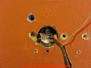 How to close hole around thermostat wires to improve thermostat accuracy (C) Daniel Friedman
