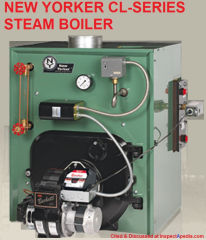 New Yorker CL-series oil fired steam boiler using a Beckett burner - cited at InspectApedia.com