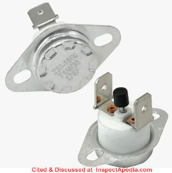 SRV230-1960#2 High Limit Snap Disc Switch L175°F Manual Reset for QuadraFire & Heatilator Eco-Choice Pellet Stoves Replaces 812-3420, 230-1960 at InspectApedia
