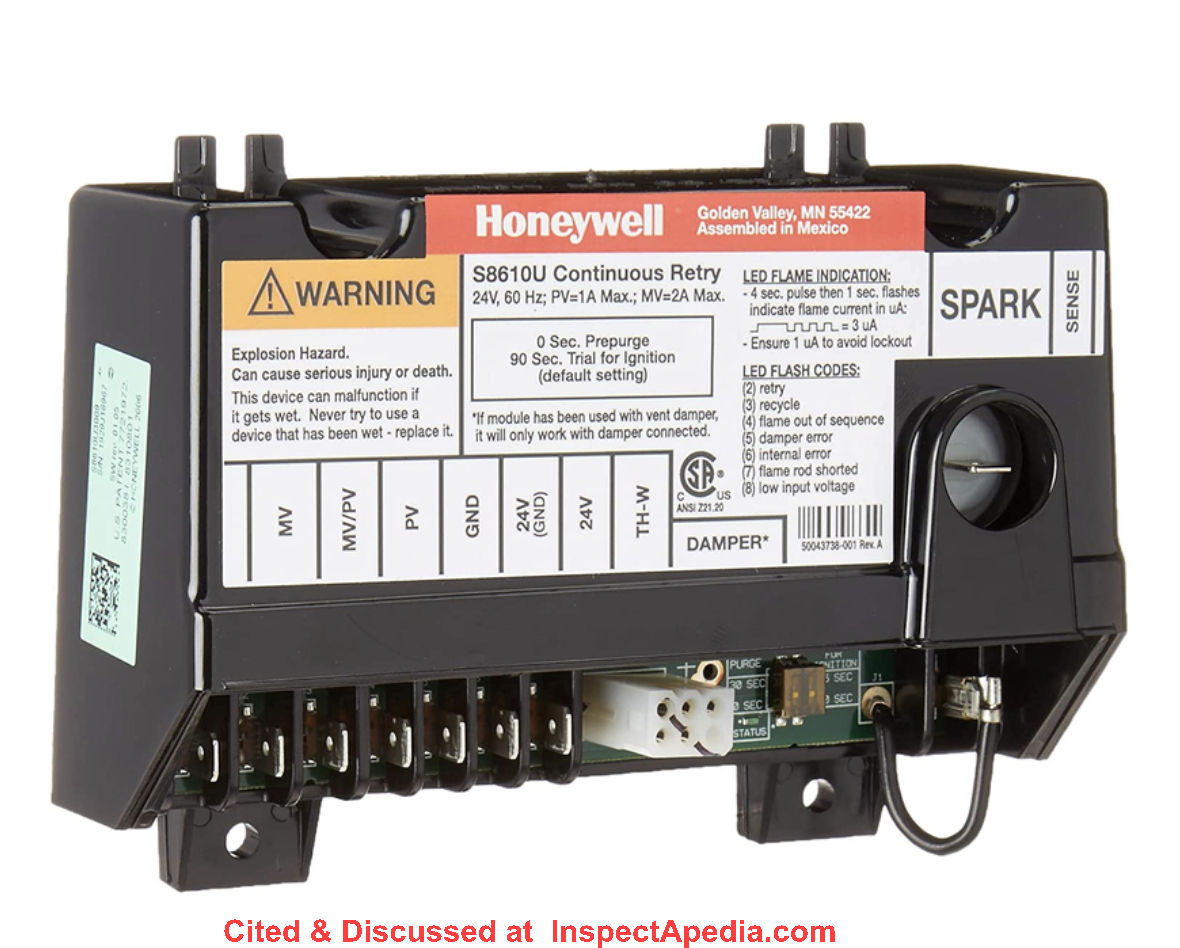 Resideo (Honeywell) S8610U Universal Intermittent Pilot Gas Ignition Control Instruction Manual PDF download at InspectApedia.com